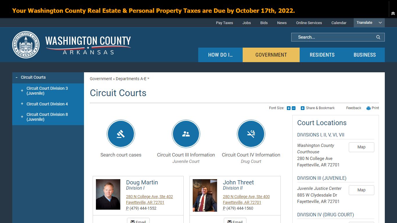 Circuit Courts | Washington County, AR